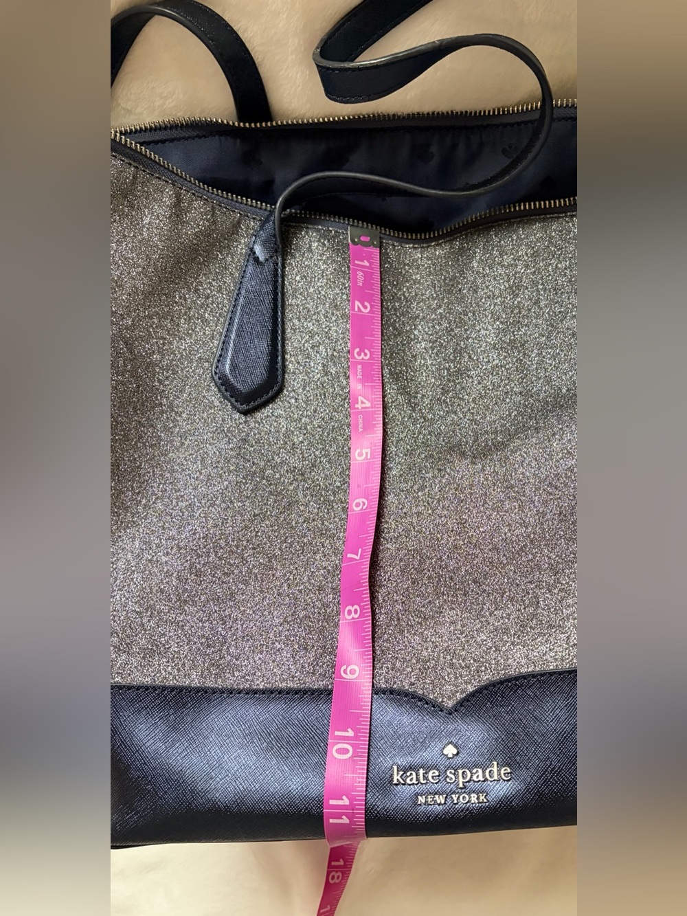 Kate Spade Lola Glitter Tote Dusk Navy - Picture 9 of 10